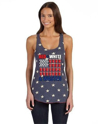 Red White And Wasted Women's Racerback Tanktop White Star - ALLNTRENDSHOP