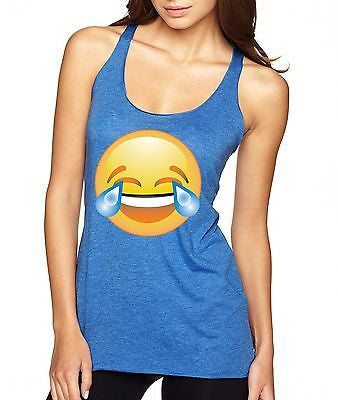 Laughing Tears Emoji Women's Triblend Racerback Tanktop - ALLNTRENDSHOP - 5