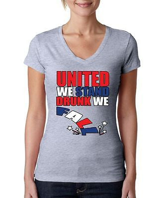 United We Stand Drunk We Fall Women's Sporty V shirt - ALLNTRENDSHOP - 3
