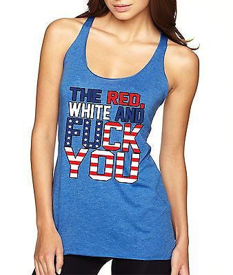 The Red White And F**K You Usa Flag Women's Triblend Tanktop - ALLNTRENDSHOP - 3