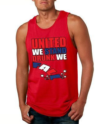United We Stand Drunk We Fall Men's Jersey Tanktop - ALLNTRENDSHOP - 1