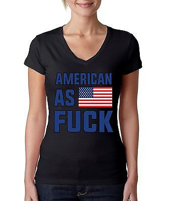 American As F**k 4th Of July Women's Sporty V Shirt - ALLNTRENDSHOP