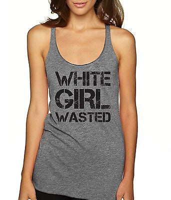 White Girl Wasted Black Print Women's Triblend Tanktop - ALLNTRENDSHOP - 6