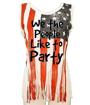We The People Like To Party Us Flag Women's Shredded Muscle - ALLNTRENDSHOP - 1