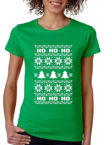 HO HO HO Women's T-shirt ugly Christmas sweater - ALLNTRENDSHOP