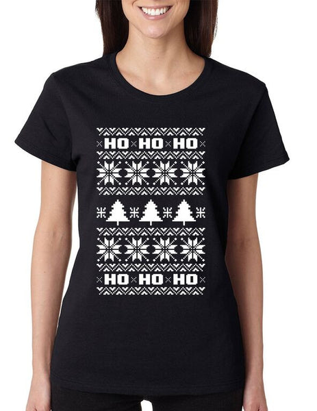 HO HO HO Women's T-shirt ugly Christmas sweater - ALLNTRENDSHOP