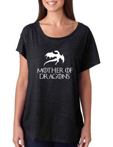 Women's Dolman Shirt Mother Of Dragons White Print - ALLNTRENDSHOP
