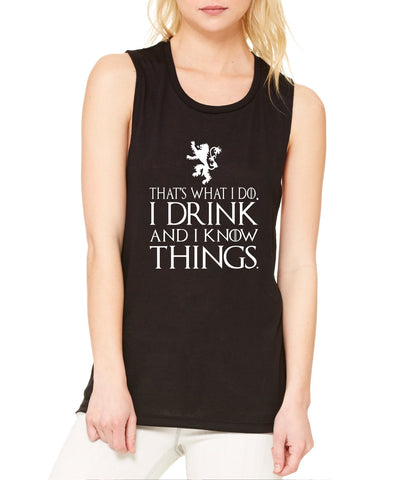 Women's Flowy Top That What I Do I Drink And I Know White - ALLNTRENDSHOP