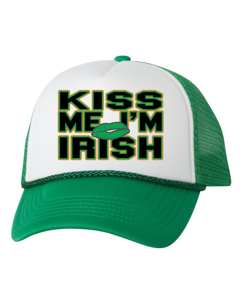 Kiss me I'm Irish lips dual color trucker hat - ALLNTRENDSHOP
