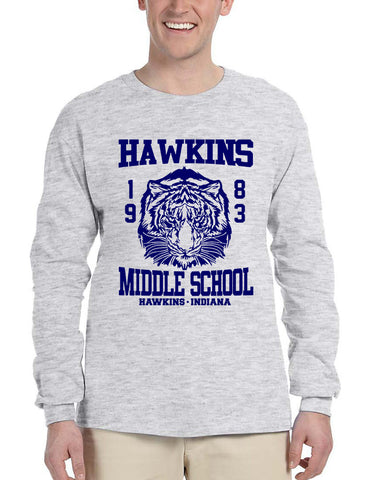 Men's Long Sleeve Hawkins Middle School 1983 Tigers - ALLNTRENDSHOP - 1