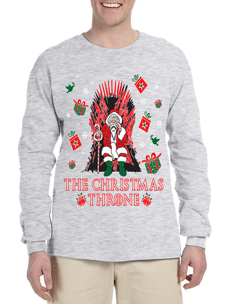 Men's Long Sleeve The Christmas Throne Santa Trendy Ugly Xmas