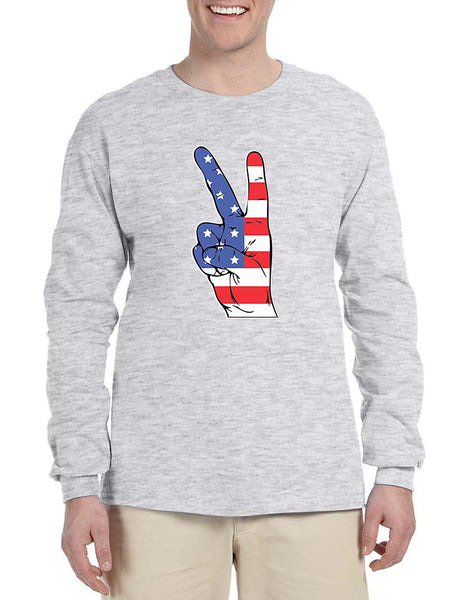 Men's Long Sleeve American Flag Hand 4th Of July Shirt