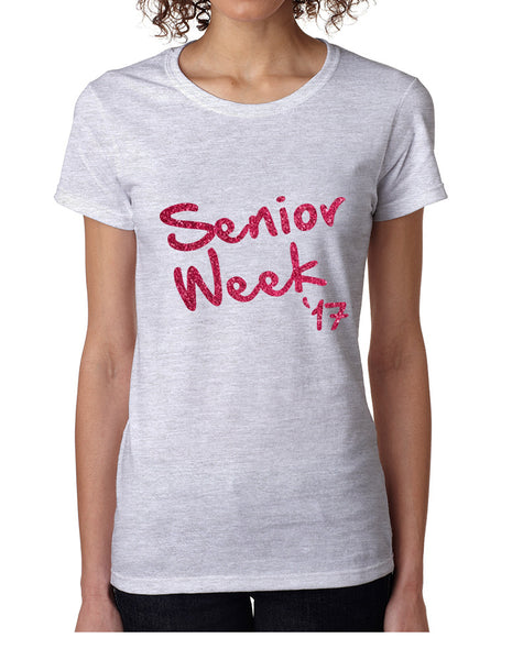 Women's T Shirt Senior Week 17 Glitter Pink Class Of 2017