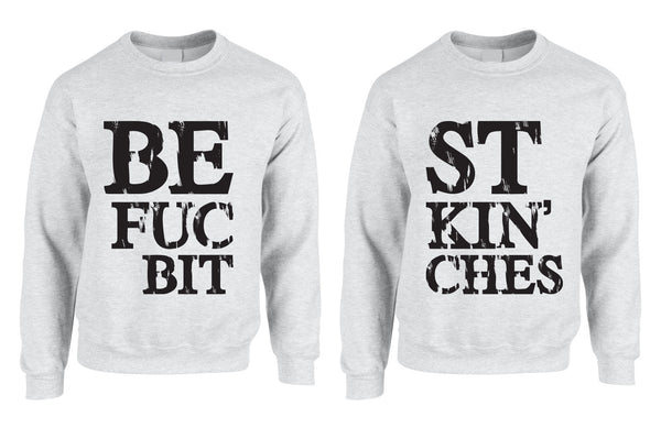 Couple Crewneck Best Bit**es BFF Set Of 2 Love Black Print