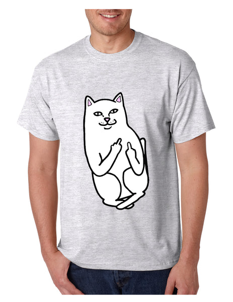 Men's T Shirt Middle Finger Cat Funny Humor Tshirt