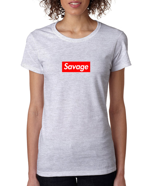 Women's T Shirt Savage Red Box Trendy Cool Tee Shirt