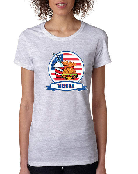 Women's T Shirt Fast Food 'merica Love USA 4th Of July