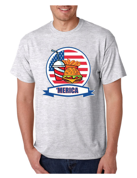 Men's T Shirt Fast Food 'merica Love America USA Top