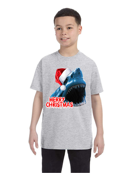 Kids Youth T Shirt Santa Jaws Merry Christmas Ugly Xmas Fun Tee