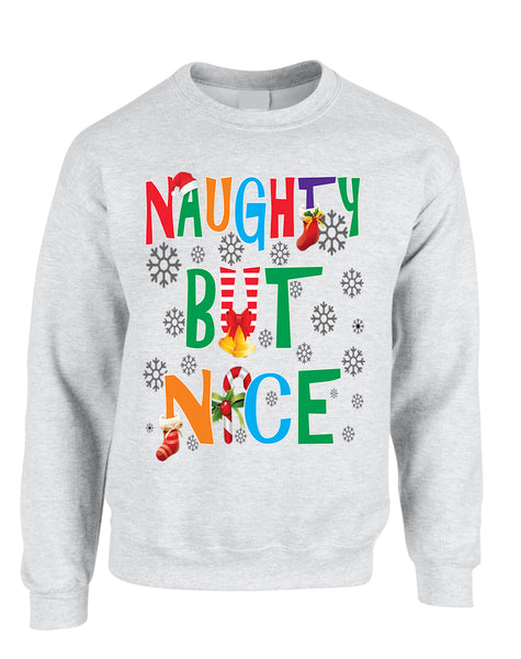 Adult Sweatshirt Naughty But Nice Cute Xmas Shirt Funny Gift