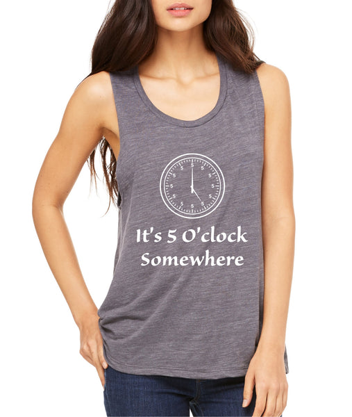 Women's Flowy Muscle Top It's 5 O'clock Somewhere Party Top - ALLNTRENDSHOP - 2