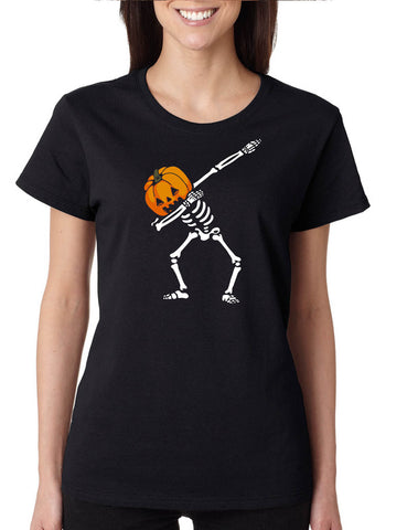 Women's T Shirt Dabbing Pumpkin Cute Halloween Tee Dab Scary Funny