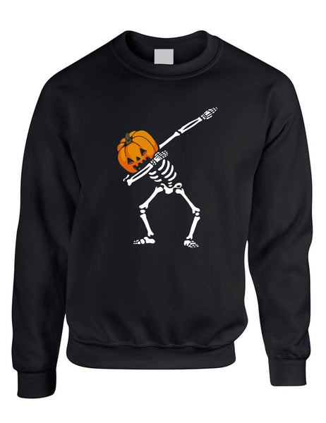 Adult Sweatshirt Dabbing Pumpkin Cool Dab Scary Halloween Skeleton