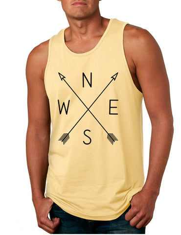Men's Tank Top Compass Arrow Crossed Cool NWSE Graphic Top - ALLNTRENDSHOP - 1