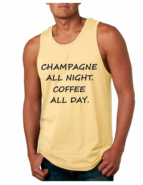 Men's Tank Top Champagne All Night Coffee All Day Cool Party Top - ALLNTRENDSHOP - 3