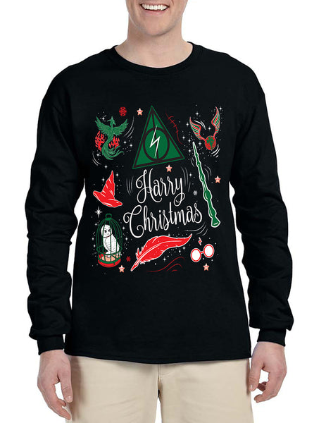 Men's Long Sleeve Harry Christmas Cool Ugly Xmas Holiday Shirt