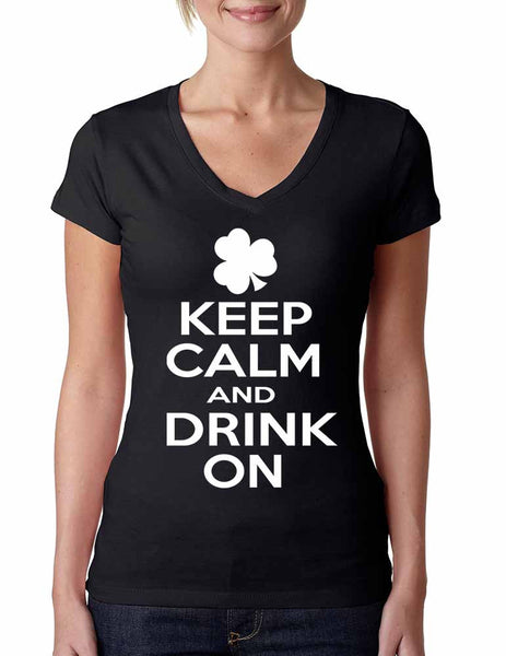 Keep calm and drink on Women V Shirt saint patricks day - ALLNTRENDSHOP - 1