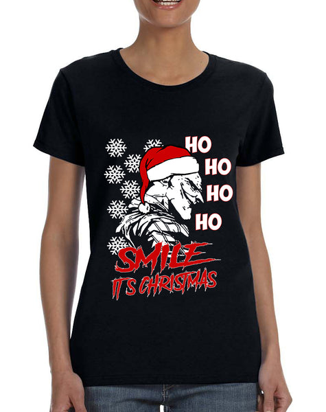 Women's T Shirt Christmas Joker Smile Its Christmas Holiday Tshirt