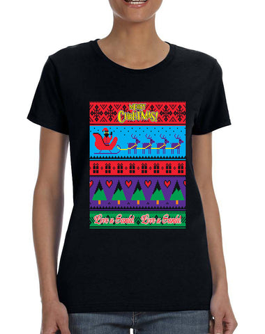 Women's T Shirt Love U Santa Merry Ugly Christmas Cute Gift Idea