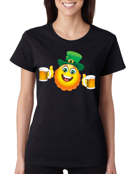 Irish smiling Emoji ST patricks women t-shirt - ALLNTRENDSHOP - 5