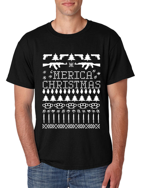 Men's T Shirt 'merica Ugly Christmas Sweater Love USA America - ALLNTRENDSHOP - 3