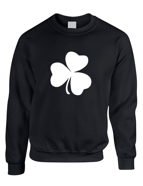 Adult Sweatshirt White Shamrock Graphic St Patrick's Day Cool - ALLNTRENDSHOP - 2