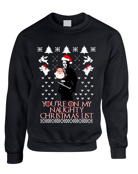 Adult Sweatshirt My Naughty Xmas List Arya Stark Ugly Christmas
