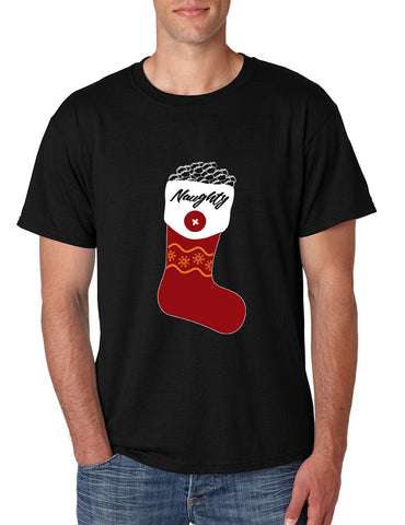Men's T Shirt Naughty Xmas Ugly Socks Graphic Holiday Gift Funny Tee