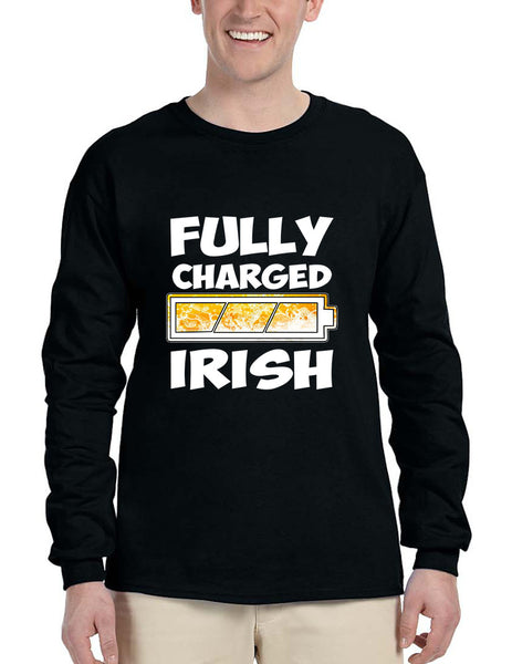 Men's Long Sleeve Fully Charged Irish St Patrick's Day Shirt - ALLNTRENDSHOP - 2