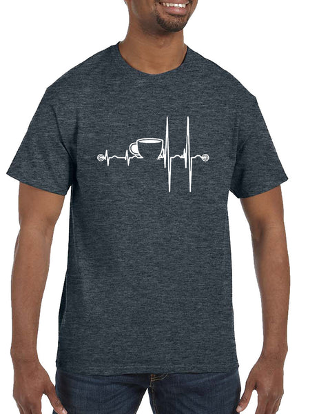 Men's T Shirt Coffee Heartbeat Coffee Lovers Funny Shirt