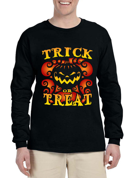 Men's Long Sleeve Trick Or Treat Halloween Top Pumpkin Shirt