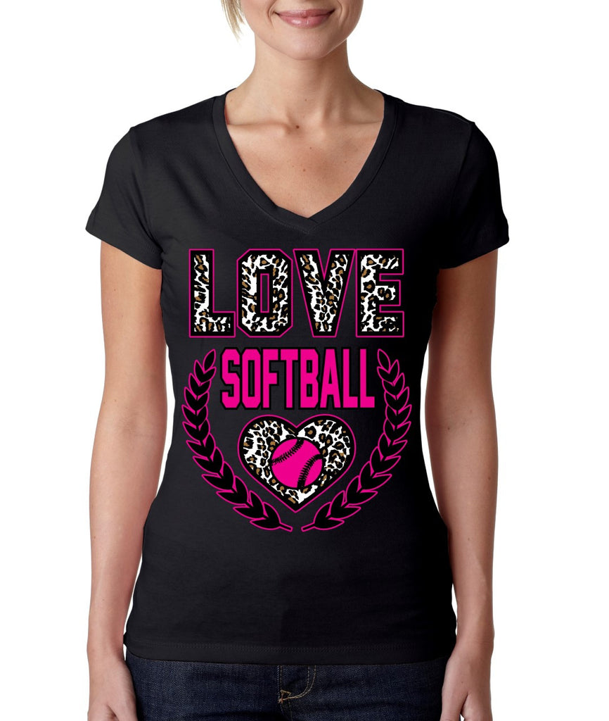 Love Softball Leopard Womens Sporty V - ALLNTRENDSHOP - 3