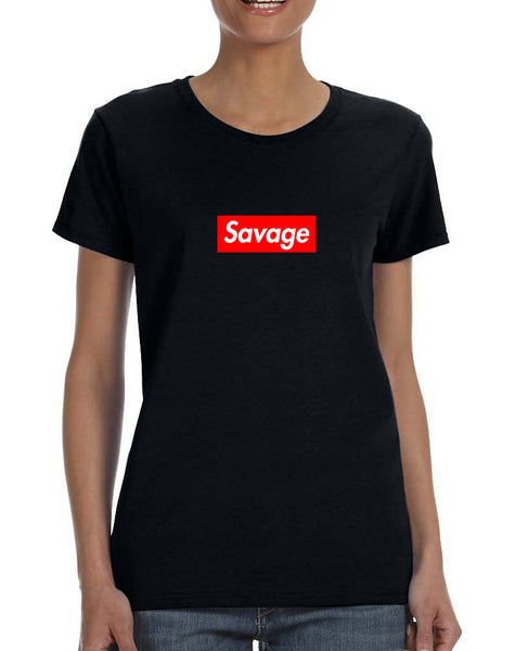 Women's T Shirt Savage Red Box Trendy Cool Tee Shirt