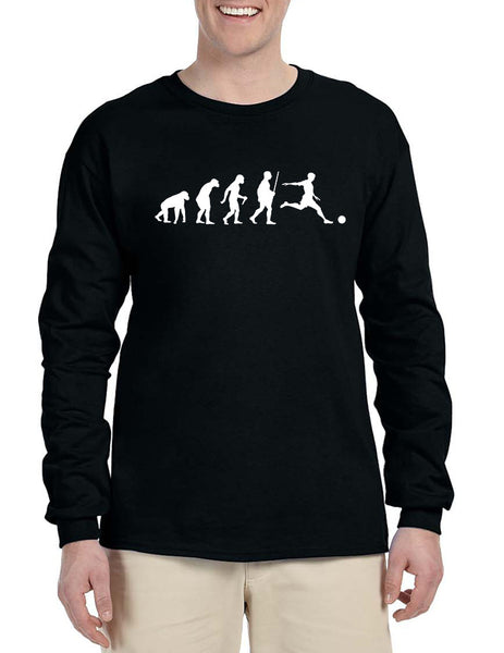 Men's Long Sleeve Soccer Evolution Funny Sport Shirt