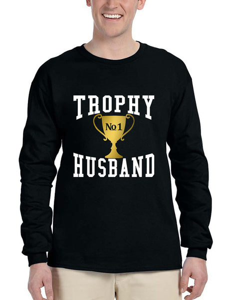 Men's Long Sleeve Trophy Husband Cool Xmas Love Family Gift Top - ALLNTRENDSHOP - 1