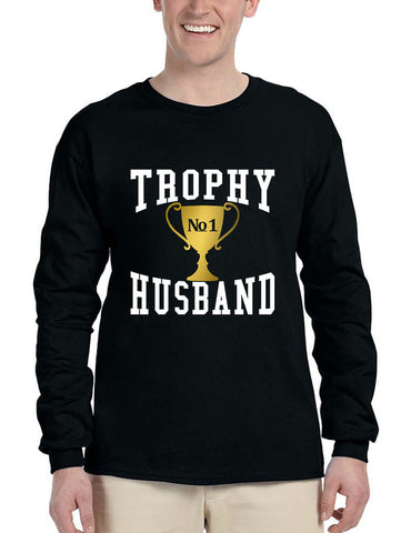 Men's Long Sleeve Trophy Husband Cool Xmas Love Family Gift Top - ALLNTRENDSHOP - 1