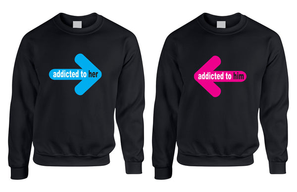 Addicted to her Addicted to him Valentine day Sweaters Couple - ALLNTRENDSHOP