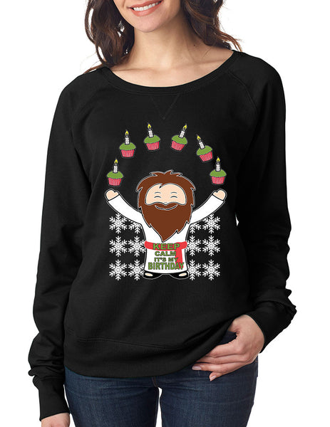 happy birthday Jesus Women's long sleeve Pullover - ALLNTRENDSHOP