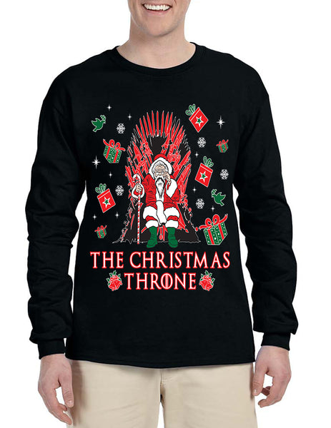 Men's Long Sleeve The Christmas Throne Santa Trendy Ugly Xmas