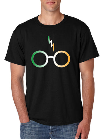 Men's T Shirt Irish Harry Glasses Scar St Patrick's Day T Shirt